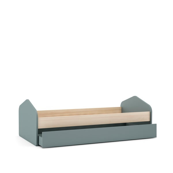 Детско легло 90x200 cm от декор от бор разтегателно с място за съхранение с включена подматрачна рамка в естествен цвят/сиво-зелено Estefania – Marckeric-image-4