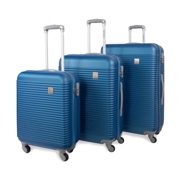Sada tří modrých cestovních kufrů Jaslen
