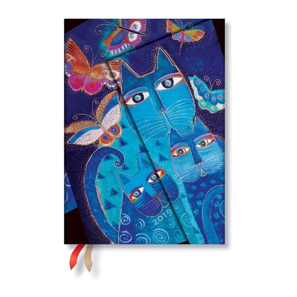 2019 Вертикален дневник Blue Cats & Butterflies, 13 x 18 cm - Paperblanks