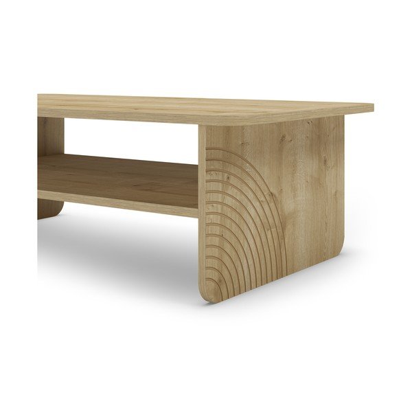 Масичка за кафе с дъбов плот в естествен цвят 60x110 cm Daira – Marckeric-image-4