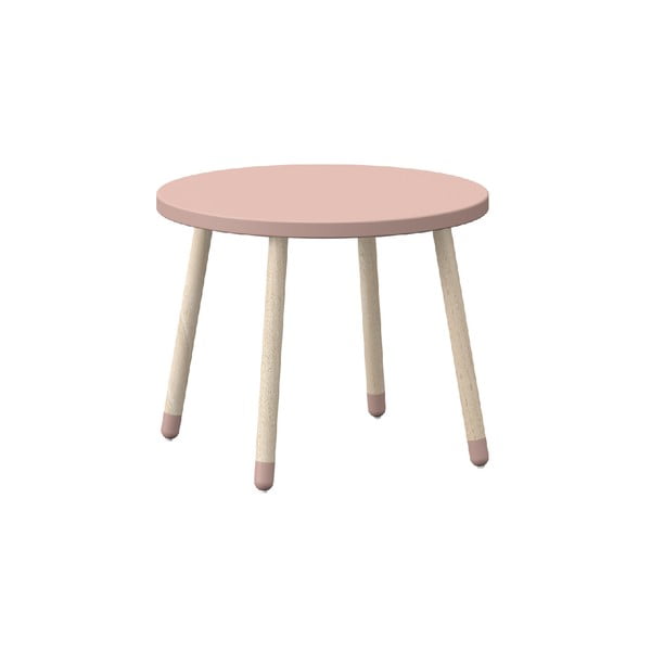Розова детска маса с крака от ясенова дървесина , ø 60 cm Dots - Flexa