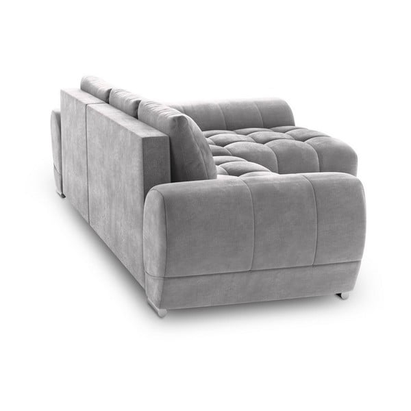 Светлосив ъглов диван с кадифена тапицерия , десен ъгъл Nuage - Windsor & Co Sofas-image-2