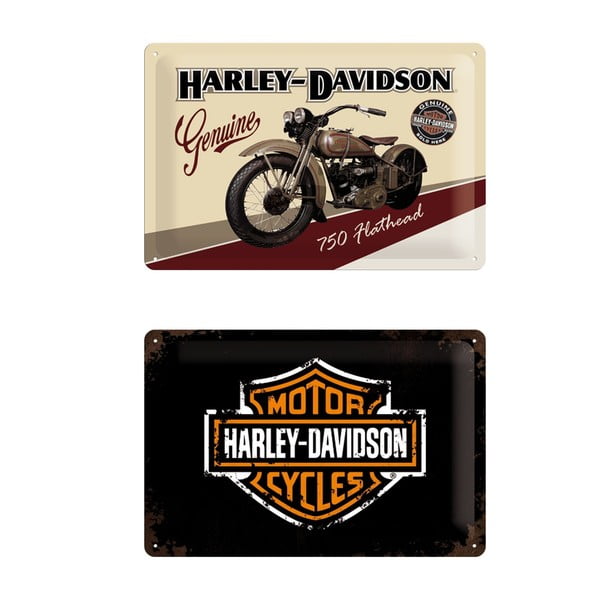 Комплект от 2 табели от ламарина Retro Harley, 20x30 cm - Postershop