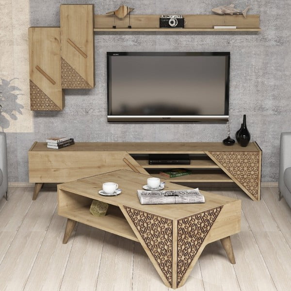 Комплект мебели за всекидневна с масичка за кафе Beril Oak - Unknown