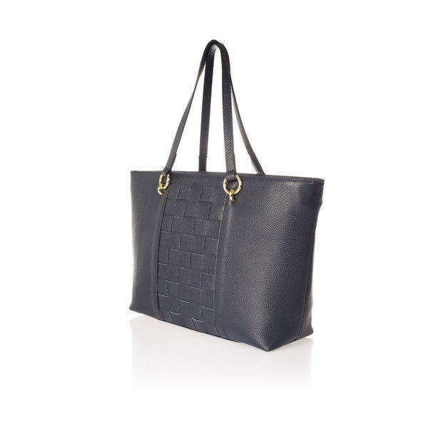 Синя кожена чанта Elisa - Federica Bassi-image-2