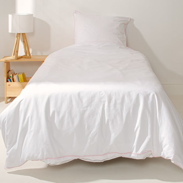 Бяло и розово памучно спално бельо за единично легло 140x200 cm Essential - Happy Friday