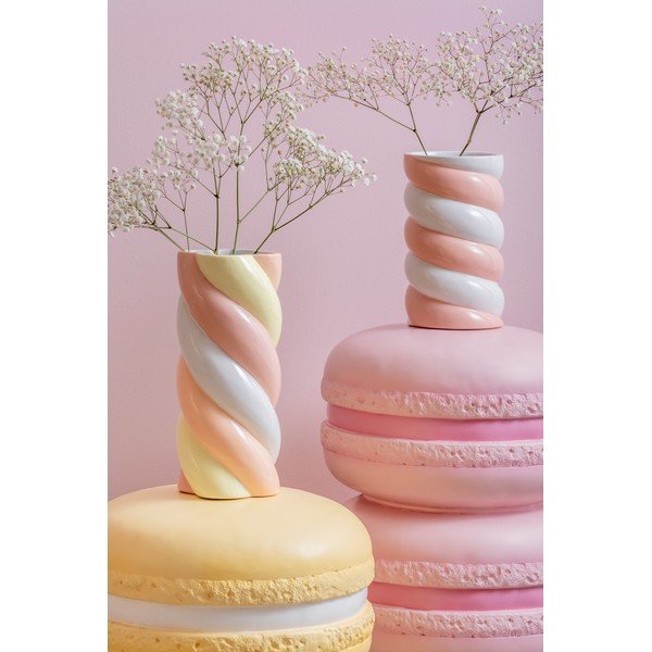 Бяла/розова керамична ваза (височина 23 cm) Marshmallow – PT LIVING-image-1