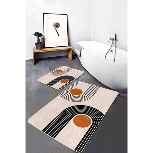 Бежови кадифени постелки за баня в комплект от 2 бр. 60x100 cm Dot Arch – Mila Home-image-1