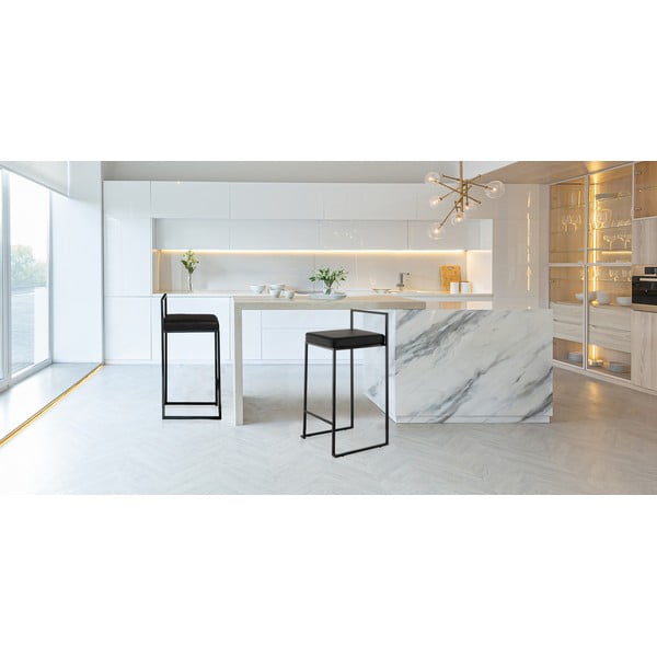 Черни бар столове в комплект 2 бр. от имитация на кожа (височина на седалката 65 cm) Dodo – Tomasucci-image-1