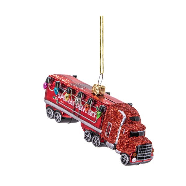 Стъклена  ръчно изработена коледна украса 4,5 cm Red Truck – Sass & Belle