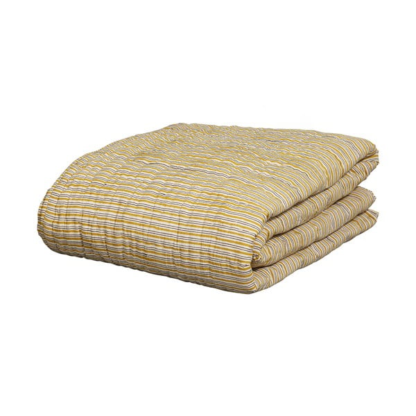 Памучна покривка за двойно легло в цвят горчица 220x265 cm Chevron – BePureHome