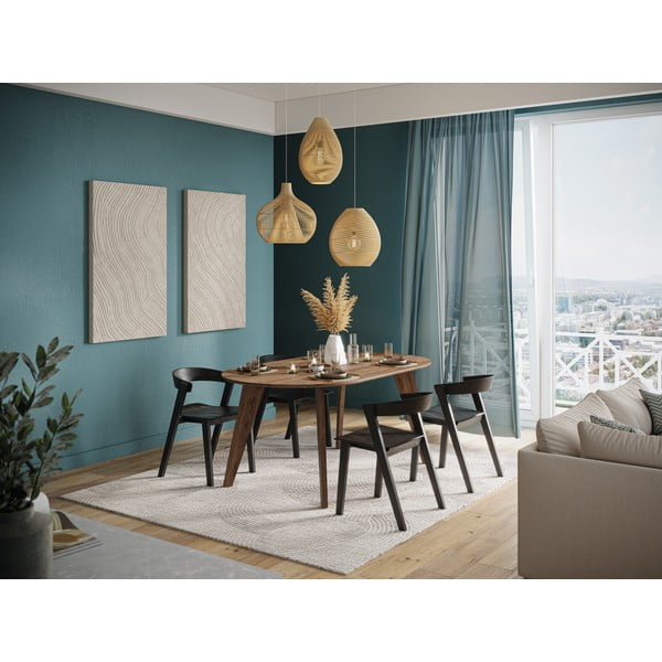 Трапезна маса с орехов плот в естествен цвят 100x180 cm Lago – TemaHome-image-1