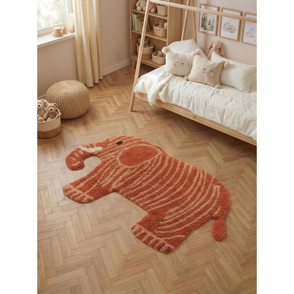 Теракотен памучен детски килим подходящ за пране/ръчно изработен 75x120 cm Snuggle Elodie – Hanse Home-image-1