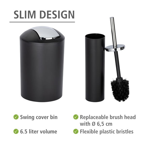 Черен пластмасов комплект аксесоари за баня Calvo – Wenko-image-3