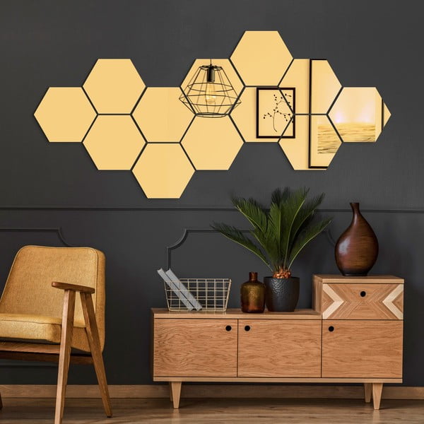 Комплект стикери за стена 12 бр. 17x20 cm Hexagons Gold - Ambiance