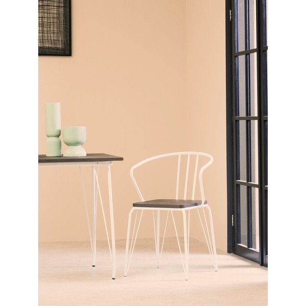 Бял/в естествен цвят трапезен стол от масивен бряст District – Premier Housewares-image-1