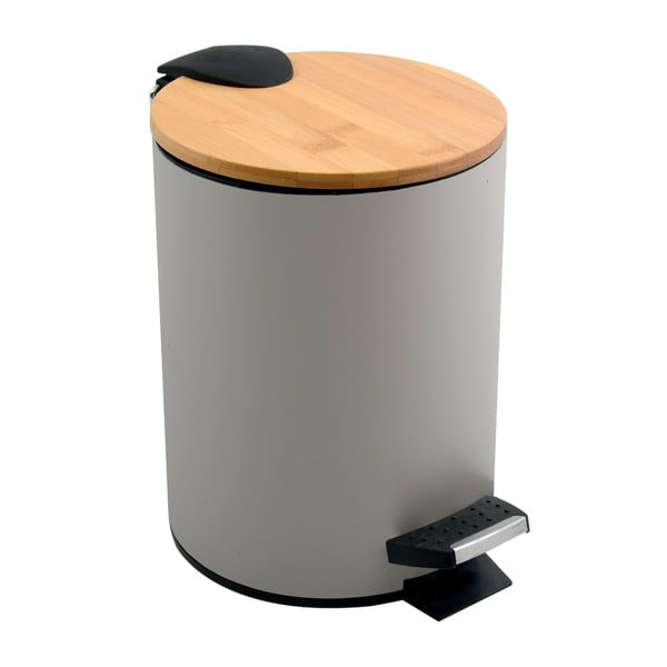 Кафяво-сиво стоманено кошче за боклук с педал 3 l   Adonis – Spirella