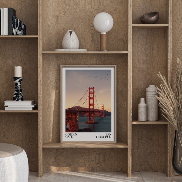 Печатна картина с включена рамка 50x70 cm Golden Gate – Styler-image-1