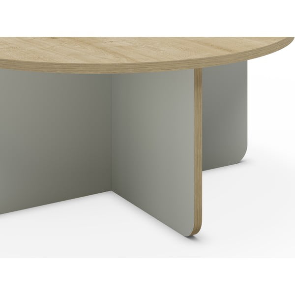 Светлозелена/естествена кръгла масичка за кафе с дъбов плот ø 80 cm Hillary – Marckeric-image-3