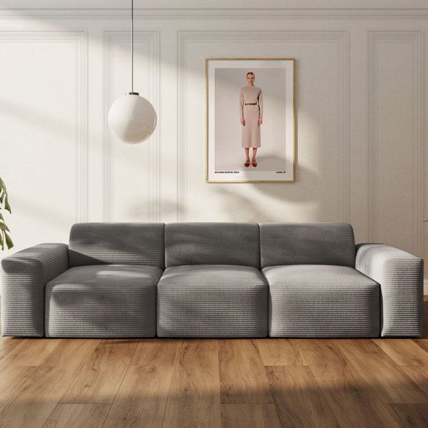 Сив диван от рипсено кадифе 285 cm Villet – Rodier-image-1