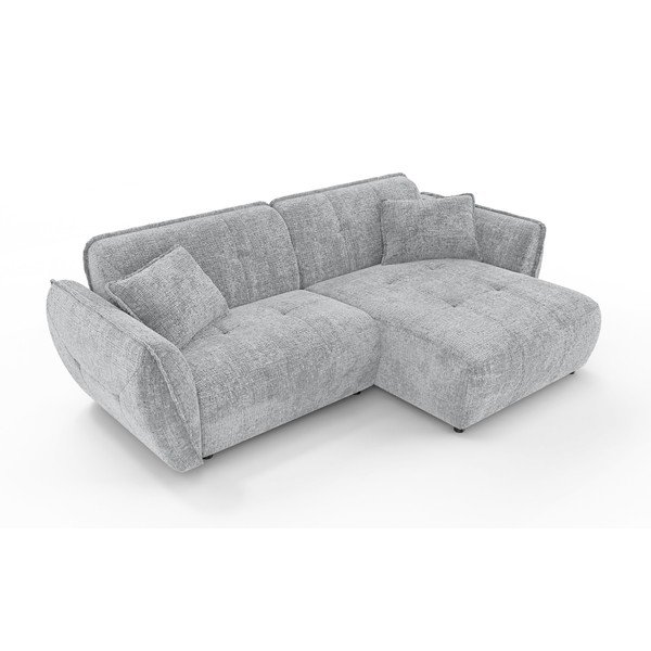 Светлосив шенилов ъглов диван (десен ъгъл) Nelia – Ropez-image-2