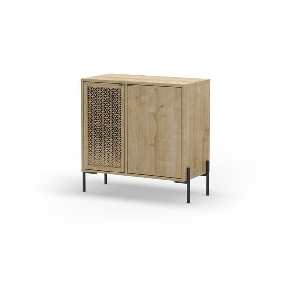 Нисък скрин с дъбов декор в естествен цвят 80x80 cm Inca - Marckeric-image-4