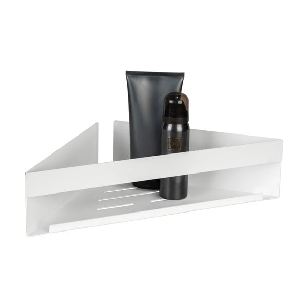 Ъглов рафт за баня без пробиване от неръждаема стомана в матово бял цвят Genova – Wenko-image-3