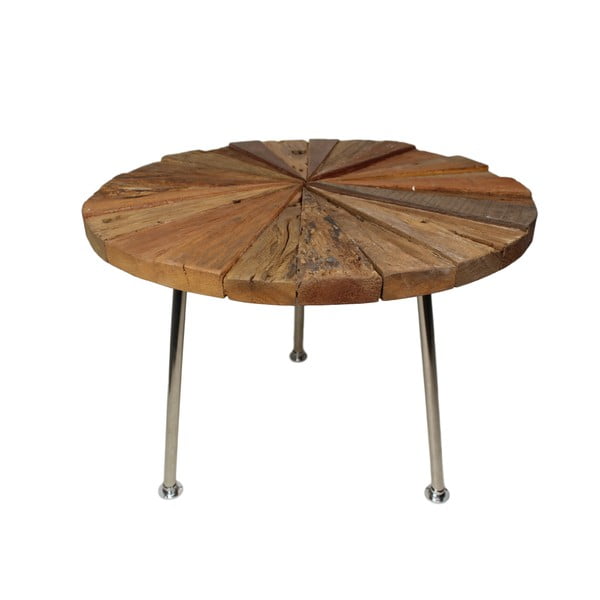 Odkládací stolek s deskou  z teakového dřeva HSM collection Sun Stick, ⌀ 60 cm