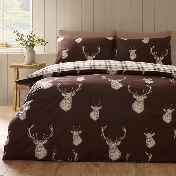 Тъмнокафяво единично  спално бельо 135x200 cm Stag – Catherine Lansfield-image-3