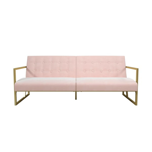 Розов разтегателен диван с кадифена повърхност Lexington - CosmoLiving by Cosmopolitan