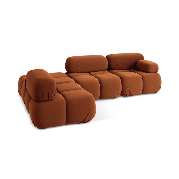 Оранжев кадифен модулен ъглов диван (ляв ъгъл) Lokua – Makamii-image-4