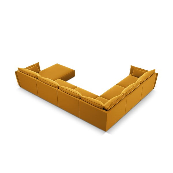 Кадифен ъглов диван в цвят горчица (ляв ъгъл/U форма) Vanda – Mazzini Sofas-image-3