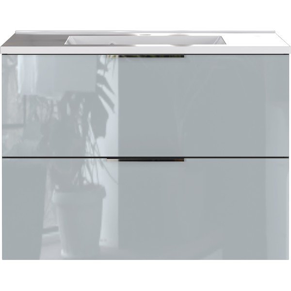 Сив гланцов стенен шкаф с мивка 81x61 cm Vasio – Germania-image-4