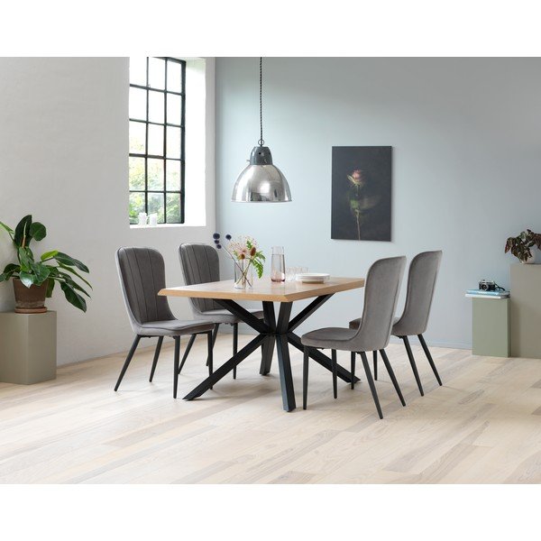 Трапезна маса с дъбов плот в естествен цвят 90x160 cm Arno – Unique Furniture-image-1