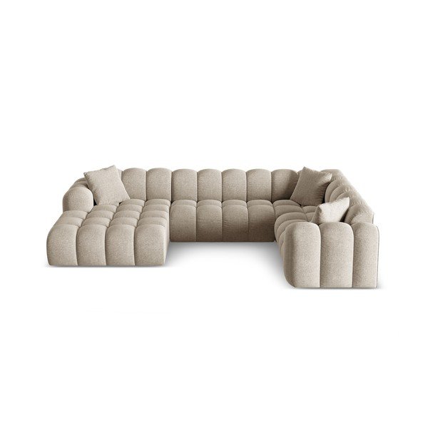 Светлокафяв шенилов ъглов диван (десен ъгъл/U форма) Treno – Cosmopolitan Design