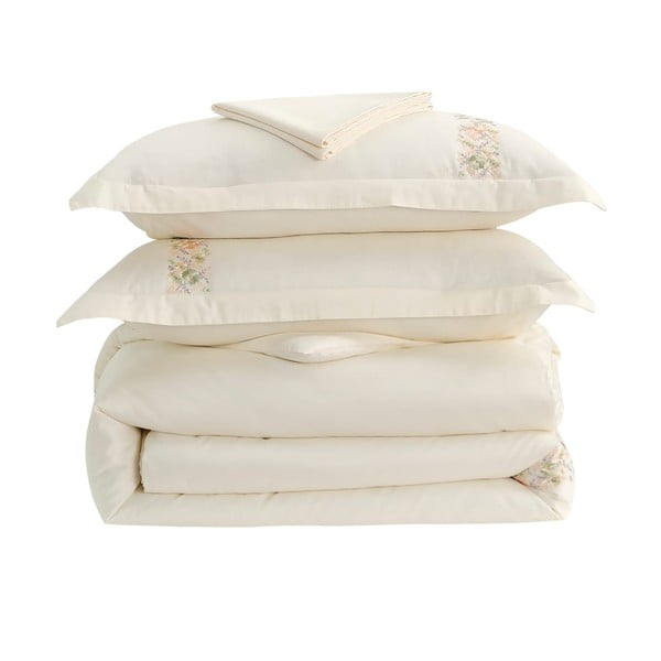 Кремаво единично  спално бельо от памучен сатен с включен долен чаршаф/6 части 140x200 cm Maison Bloom – Mila Home Luxury