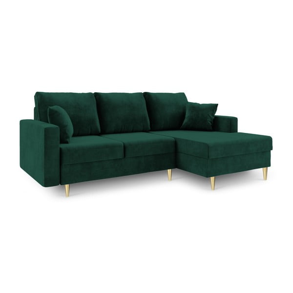 Зелен разтегателен диван с място за съхранение, десен ъгъл Muguet - Mazzini Sofas