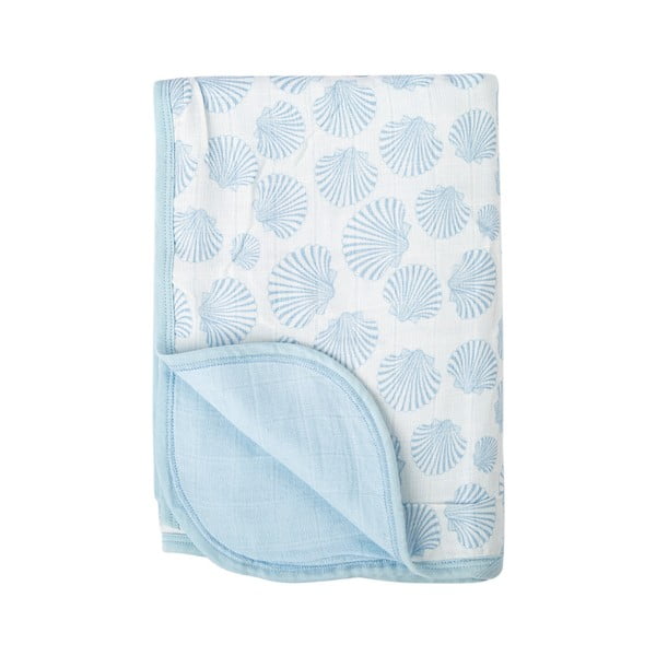 Синьо памучно бебешко одеяло 120x120 cm Seashell - Mijolnir