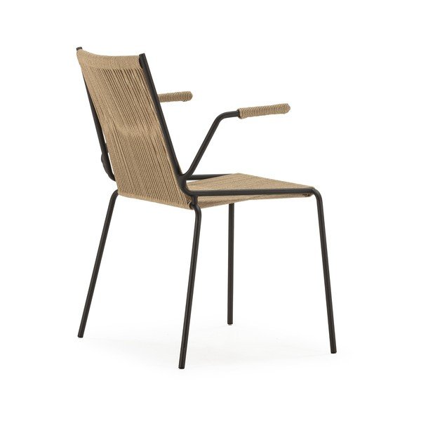 Бежови метални трапезни столове в комплект с подлакътници/за подреждане 2 бр. Emily – Marckeric-image-3