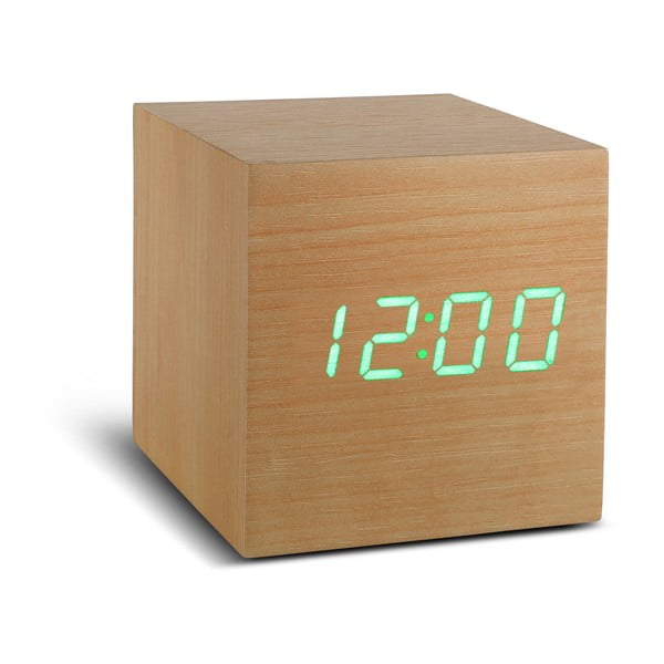 Бежов будилник със зелен LED дисплей Часовник Cube Click - Gingko