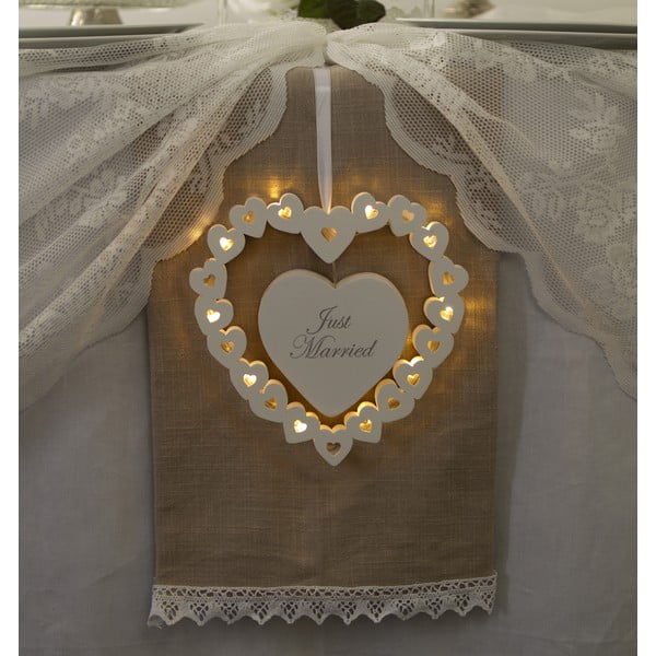 Svatební dekorace s LED světly Wooden Heart