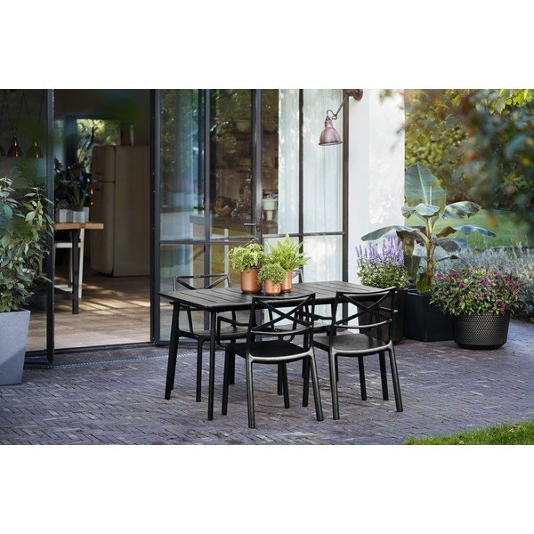 Черен пластмасов градински стол Metalix – Keter-image-2