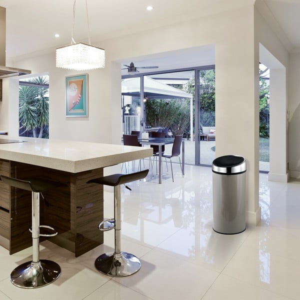 Кафяво-сиво стоманено кошче за боклук с отваряне с докосване 30 l – MSV-image-1