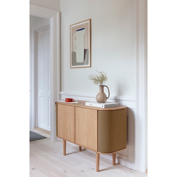 Нисък скрин с дъбов декор в светлокафяво-натурален цвят 109x75 cm Treasures - UMAGE-image-1