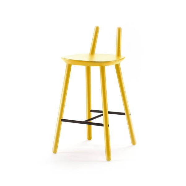 Жълт бар стол от масивна дървесина Naïve - EMKO
