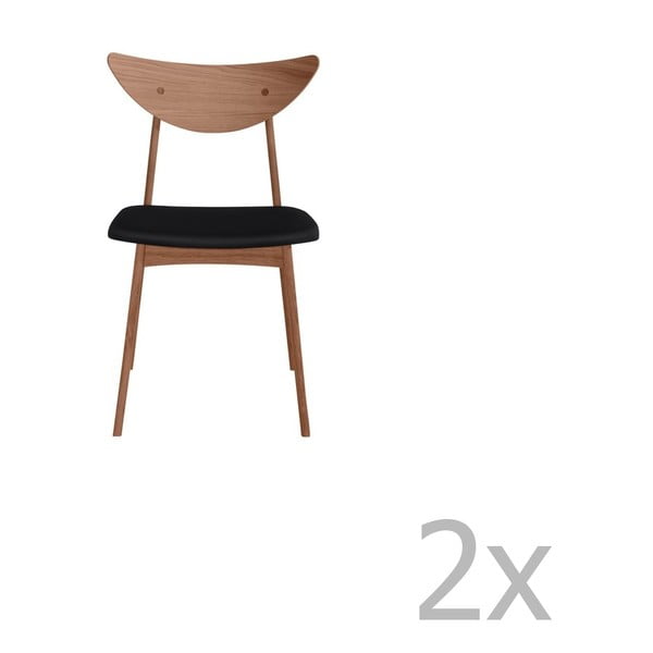 Комплект от 2 трапезни стола от масивен орех с черна седалка WOOD AND VISION Chief - Wood and Vision