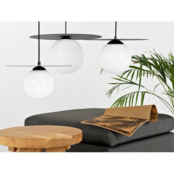 Черно висящо осветително тяло със стъклен абажур ø 40 cm Skiva Ball – CustomForm-image-1