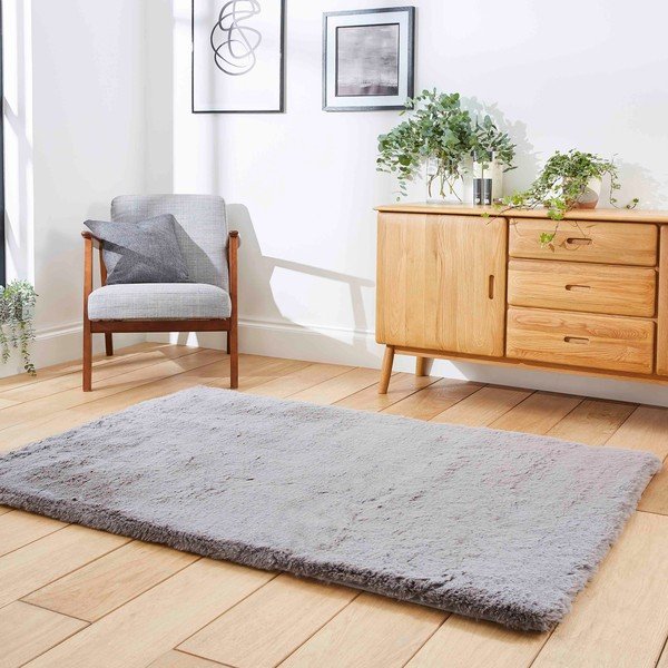Сив килим 60x120 cm Super Teddy – Think Rugs-image-1