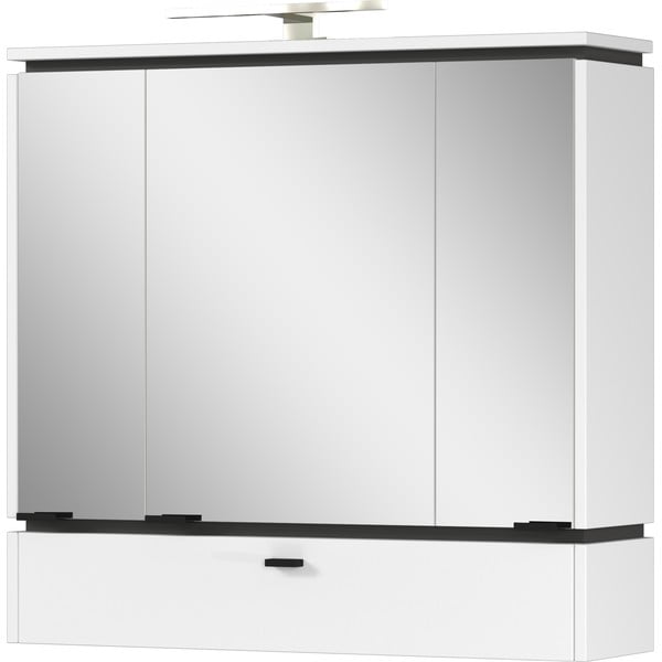 Бял шкаф за баня с огледало и осветление 79x80 cm Modesto - Germania-image-1