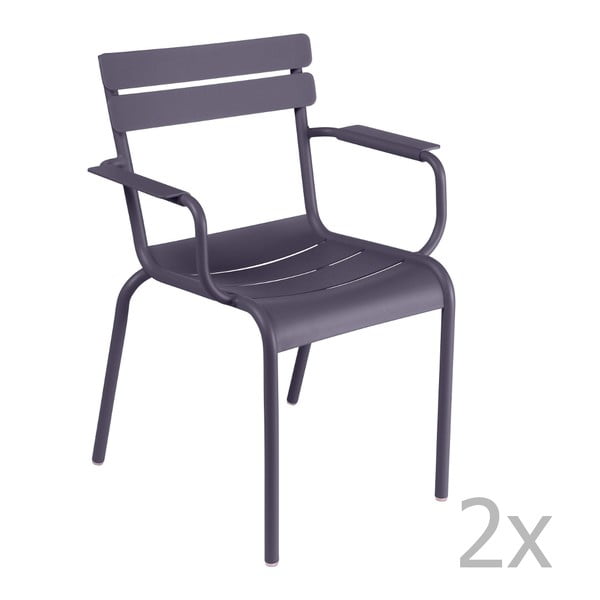 Sada 2 lila židlí s područkami Fermob Luxembourg